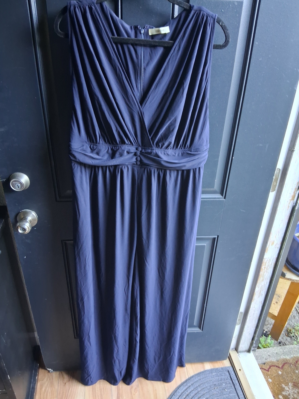 Sleeveless Navy Maxi Dress with Surplice V-Neck